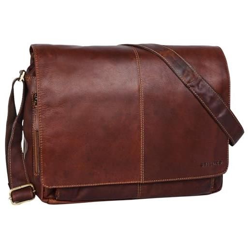 STILORD 'alex' borsa da studente in pelle per l'università ufficio lavoro grande borsa a tracolla vintage messenger cartella in cuoio, colore: kansas - marrone