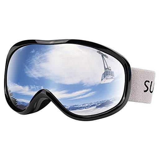 Supertrip occhiali da sci uomo donna occhiali da snowboard per sciatori protezione antifog uv400 sci sport invernali (black/brown)