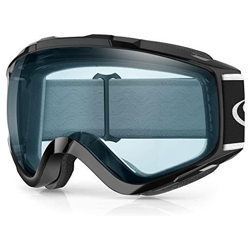 findway maschera da sci, occhiali da sci per uomo donna teenager otg maschere sci, anti nebbia 100% anti-uv maschera sci, adatto a snowboard, motocross e altri sport invernali