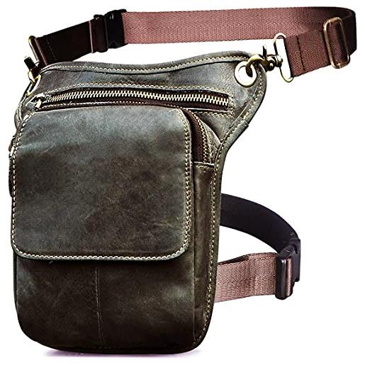 Le'aokuu borse in vera pelle uomini messenger equitazione borsa a tracolla borse in vita sport, 211-1 a2 grigio, m