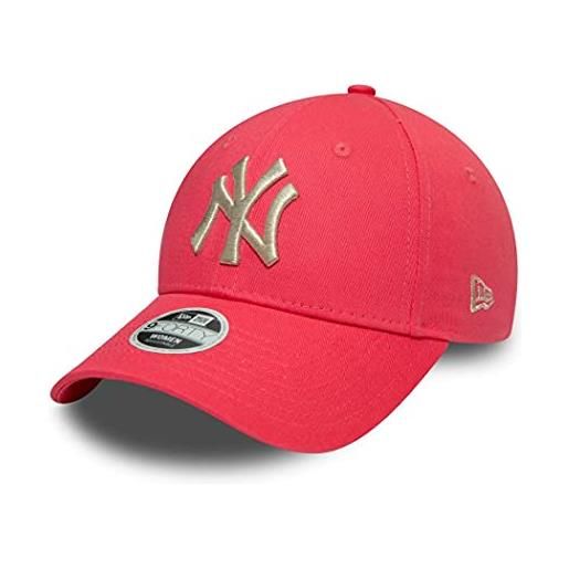 New Era york yankees mlb cap 9forty verstellbar basecap damen kappe metallic logo pink - one-size