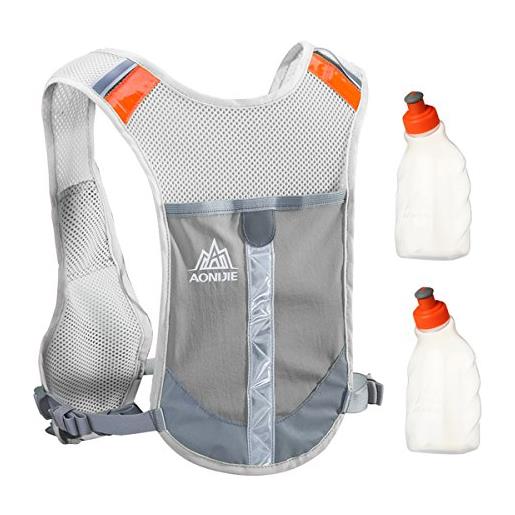 Geila esterna sport marathoner corsa dello zaino di idratazione vest pacchetto idratazione con 2 bottiglie d'acqua per trailrunning, marathon (grigio)