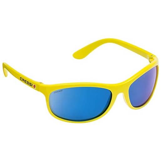 Cressi rocker floating sunglasses, occhiali da sole galleggianti con custodia uomo, nero/lenti specchiate blu, taglia unica