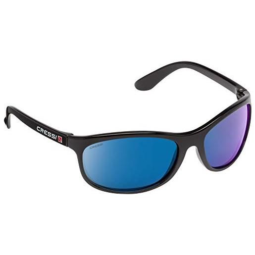 Cressi rocker floating sunglasses, occhiali da sole galleggianti con custodia rigida uomo, nero/lenti specchiate blu