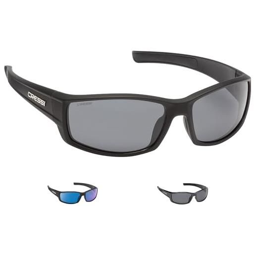 Cressi hunter sunglasses, occhiali sportivi da sole unisex adulto, grigio/lenti specchiate blu, taglia unica