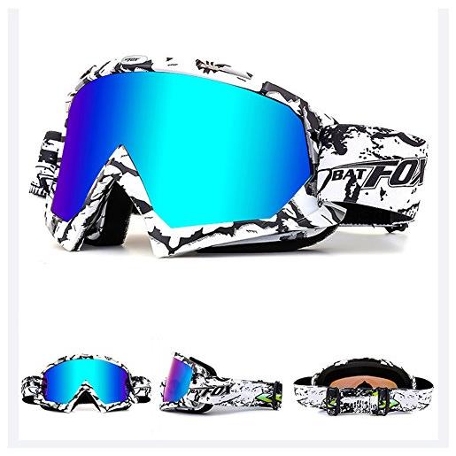 Ihrkleid, occhiali da motocross, motociclo, protezione antipolvere, antivento, occhiali da sci/snowboard, occhiali sportivi, per fuori strada, enduro, bianco