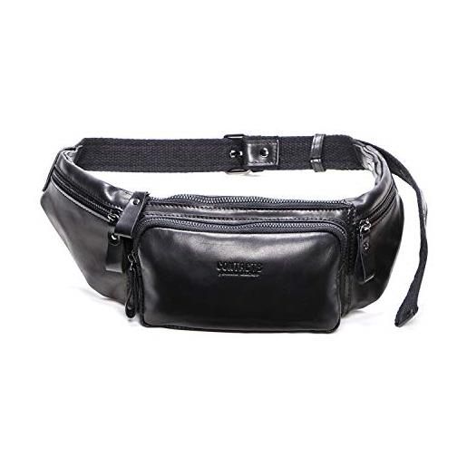 FANDARE marsupio sportivo monospalla zaino uomo monospalla ragazzo borsa a tracolla pelle borse a spalla impermeabile sling bag per festa, viaggi, corsa, tour in bicicletta nero