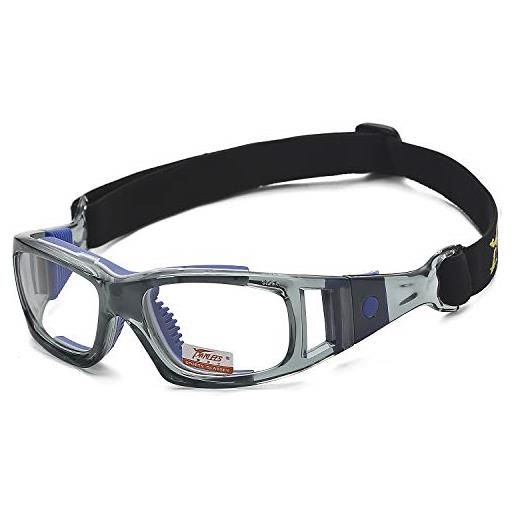 PELLOR occhiali sportivi, adulti occhiali running occhiali antinfortunistica regolabile per occhiali da pallacanestro calcio amatori di basket tennis nero