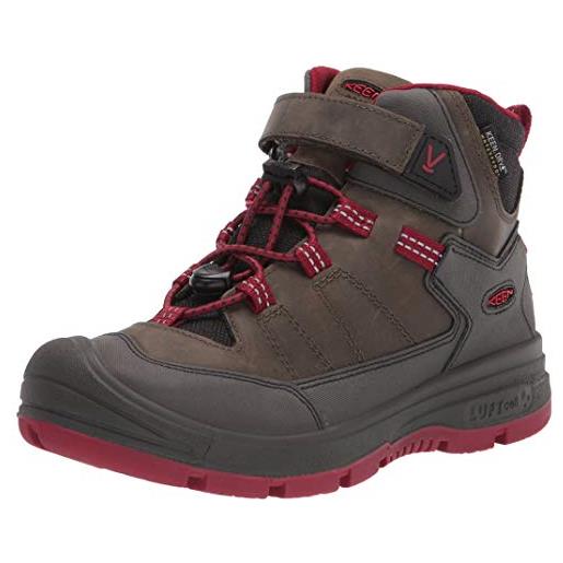 KEEN redwood mid wp-c hiking boot, steel grey/red dahlia, 29 eu