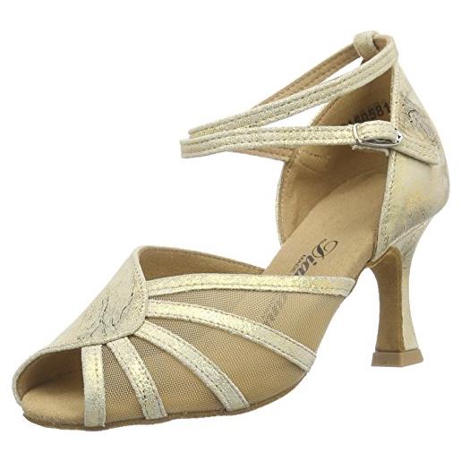 Diamant 020-087-017 donna scarpe da ballo-standard & latino, gold gold magic, 40 eu