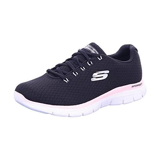 Skechers flex appeal 4.0 vera chiarezza, scarpe da ginnastica donna, pelle nera pu mesh lt rosa trim, 39 eu