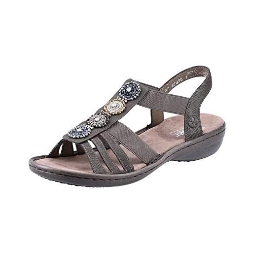 Rieker 608g9-45, sandali a punta chiusa donna, grau (basalt 45), 36 eu