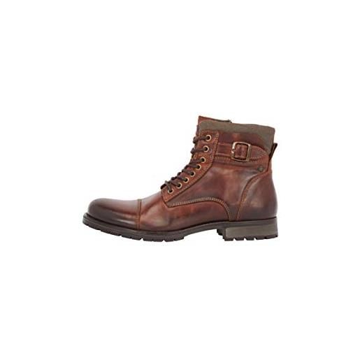 JACK & JONES jfwalbany leather sts, biker boots uomo, marrone(brown stone brown stone), 42 eu