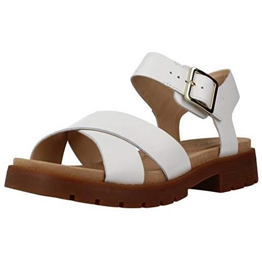 Clarks orinoco strap, sandali con cinturino alla caviglia donna, bianco (white leather white leather), 41 eu
