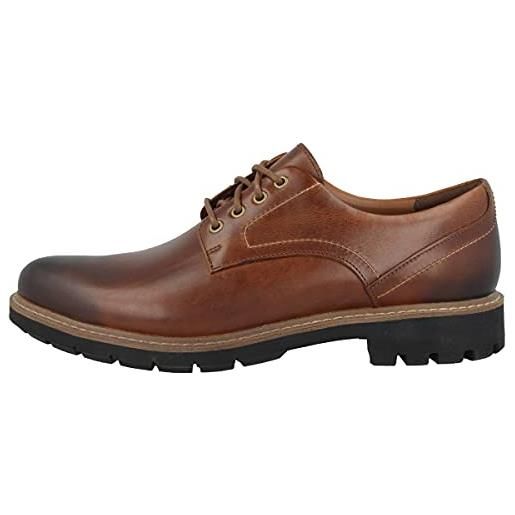 Clarks batcombe hall scarpe stringate derby uomo, marrone (dark tan leather), 39 eu