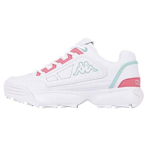 Kappa rave mf scarpe da ginnastica unisex - adulto, bianco (white/mint), 39 eu