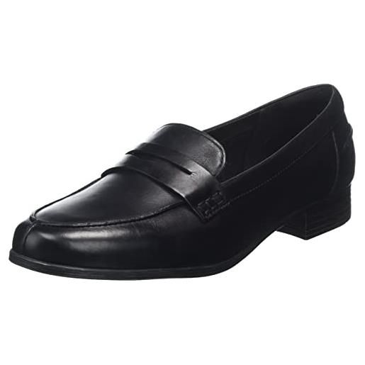 Clarks hamble loafer, mocassini donna, nero (nero black leather), 37.5 eu