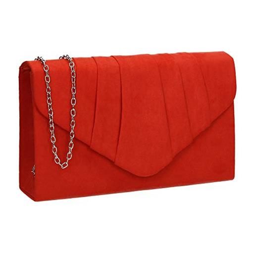 SwankySwans womens iggy scamosciata velluto envelope party prom pochette frizione, arancione (orange (scarlet)), taglia unica