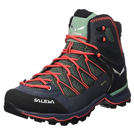 SALEWA ws mountain trainer lite mid gore-tex, scarponi da trekking e da escursionismo donna, feld green/fluo coral, 39 eu