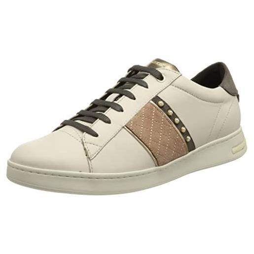 Geox d jaysen d, sneakers donna, bianco/grigio (white/lt grey), 40 eu