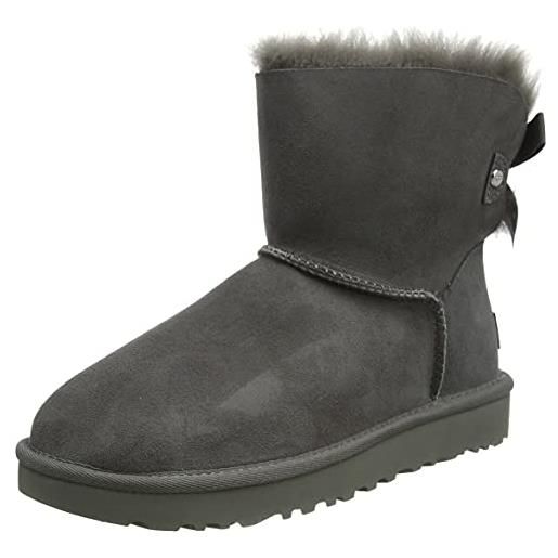 UGG mini bailey bow ii ribbon, stivali di moda donna, grigio, 36 eu