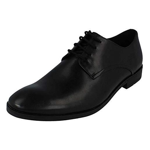 Clarks stanford walk, scarpe stringate derby uomo, nero (black leather black leather), 44.5 eu