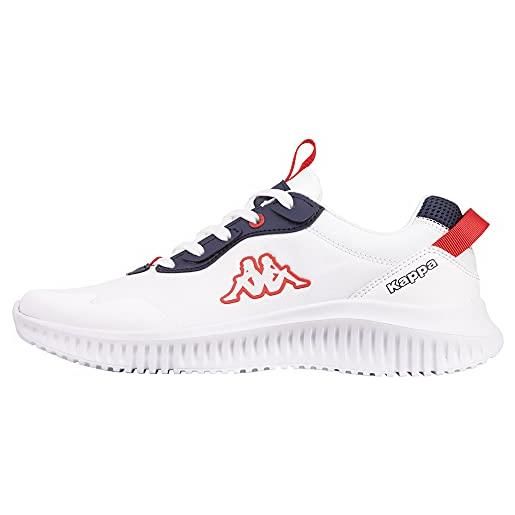 Kappa amain scarpe da ginnastica unisex - adulto, bianco (white/red), 38 eu
