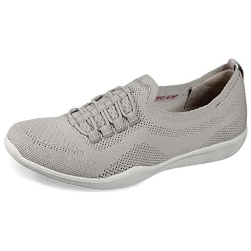Skechers newbury st - every angle, sneaker donna, grey taupe flat knit natural trim tpe, 37.5 eu