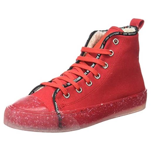 Love Moschino collezione autunno inverno 2021, sneaker donna, rosso, 40 eu