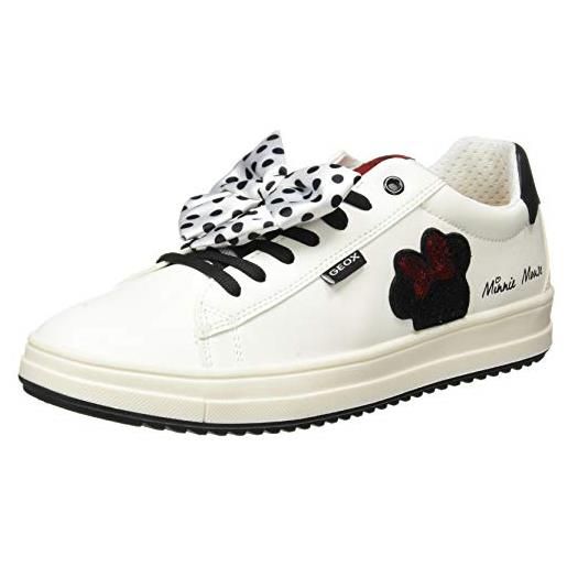 Geox j rebecca girl b, sneakers bambine e ragazze, bianco/nero (white/black), 36 eu