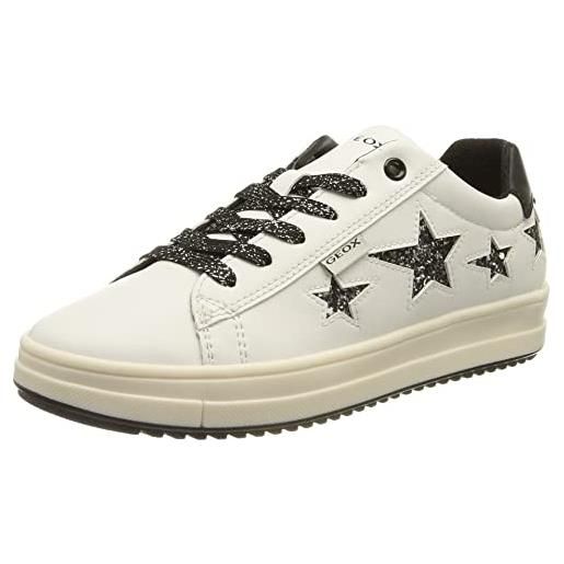 Geox j rebecca girl b, sneakers bambine e ragazze, bianco/nero (white/black c6176), 29 eu