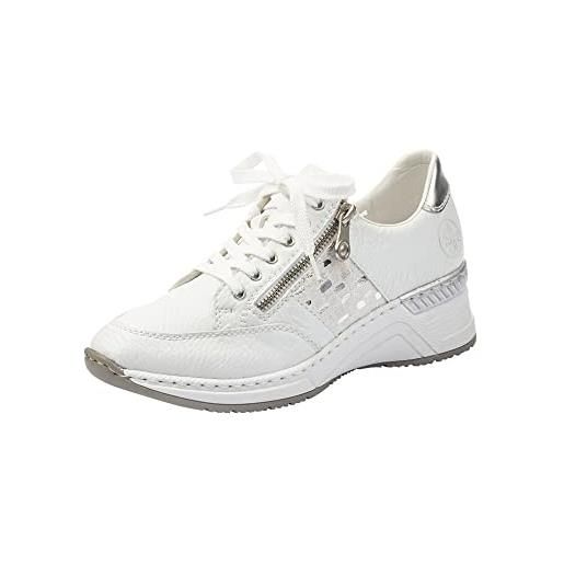 Rieker frühjahr/sommer n4322, scarpe da ginnastica basse donna, bianco (weiss/weiss-silber/argento/80 80), 39 eu