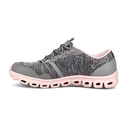 Skechers glide-step stepping up, scarpe da ginnastica donna, grigio heathered mesh durabuck rosa chiaro tri, 38 eu