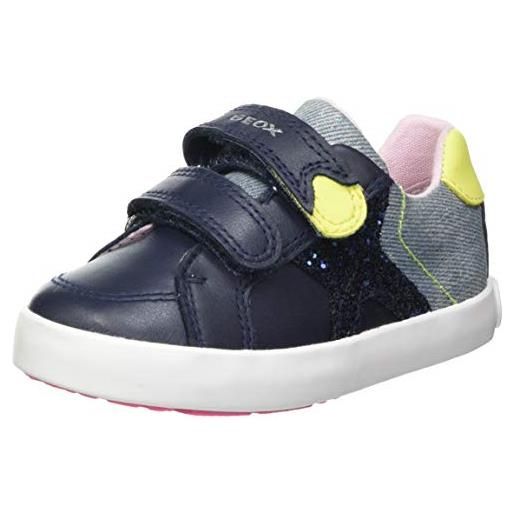 Geox b kilwi girl a, sneakers bambine e ragazze, blu/giallo (navy/fluo yellow), 22 eu