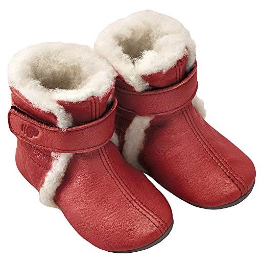Pololo - pantofole unisex per bambini, con fodera in lana, colore: rosso, (colore: rosso), 20/21 eu