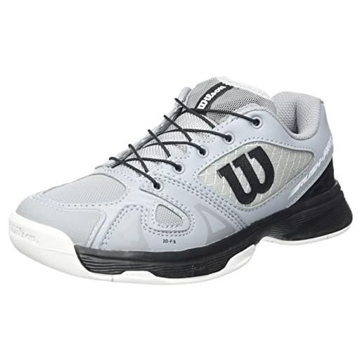 Wilson, scarpe da tennis per bambini/ragazzi, rush pro jr ql, grigio/nero/bianco, 32, per tutte le superfici, per tutti i tipi di giocatori, wrs327890e135