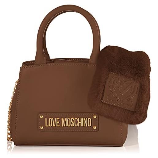 Love Moschino collezione autunno inverno 2021, borsa a spalla donna, marrone, taglia unica