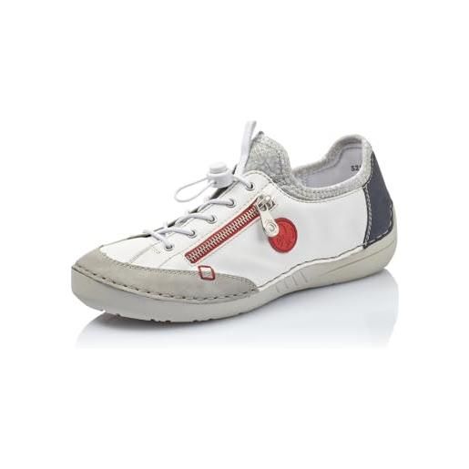 Rieker donna scarpe stringate 52563, signora scarpe comode, scarpa bassa comfort, lacci, comodo, bianco (weiss kombi / 40), 38 eu / 5 uk