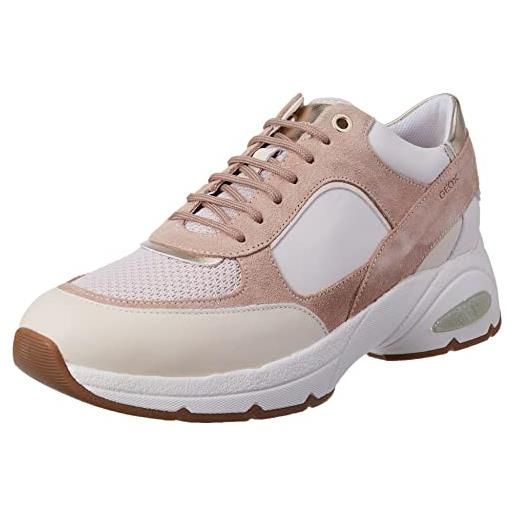 Geox d alhour a, sneakers donna, bianco (white/off white), 38 eu
