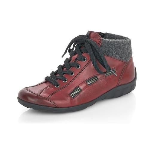 Rieker l6543, scarpe da ginnastica alte donna, rosso (wine/anthrazit), 45 eu