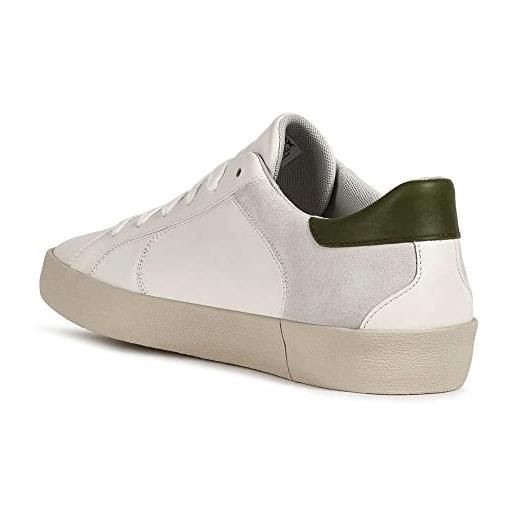 Geox u warley a, sneakers uomo, bianco/verde (white/olive), 41 eu