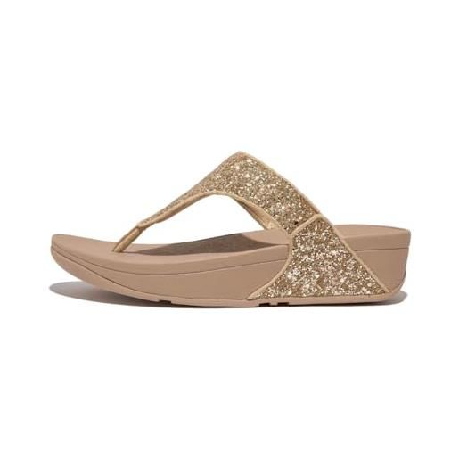 Fitflop lulu glitter toe infradito, sandali donna, corallo rosato, 41 eu