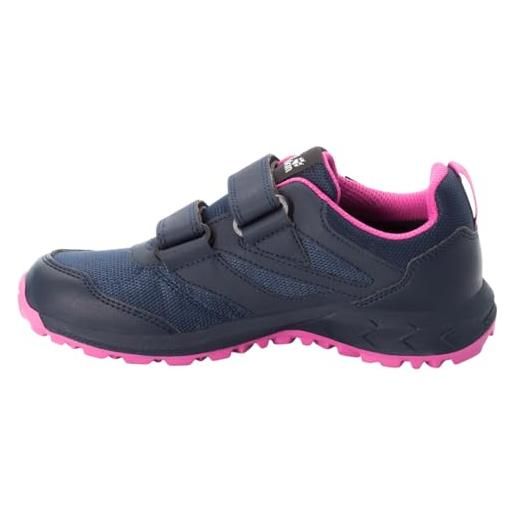 Jack Wolfskin woodland texapore low vc k, scarpe da ginnastica, blu/rosa, 34 eu
