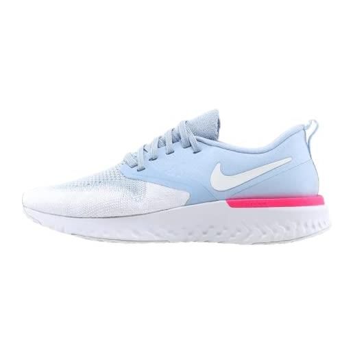 Nike odyssey react 2 flyknit, scarpe da corsa donna, multicolore (hydrogen blue/white/hyper pink/black 000), 40.5 eu