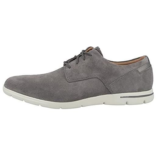 Clarks vennor walk, scarpe stringate derby uomo, grigio (grey suede-), 40 eu