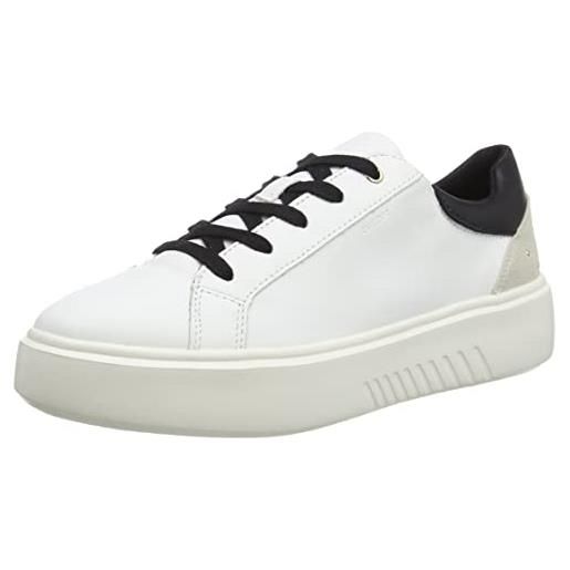 Geox d nhenbus a, sneakers donna, bianco/nero (white/black), 35 eu