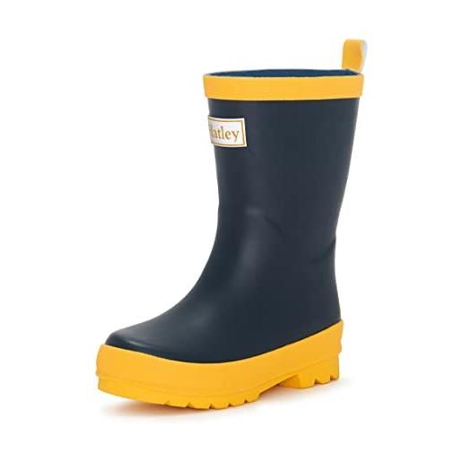 Hatley rain boot, stivali da pioggia wellington classic unisex-adulto, blu navy, giallo, 45.5 eu