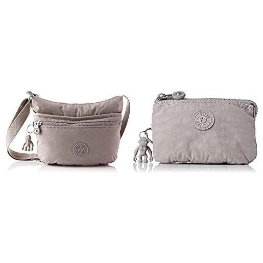 Kipling arto s, crossbody unisex-adulto, grigio, 3x25x21 cm+pouches/cases donna, grigio, 4x14.5x9.5 cm