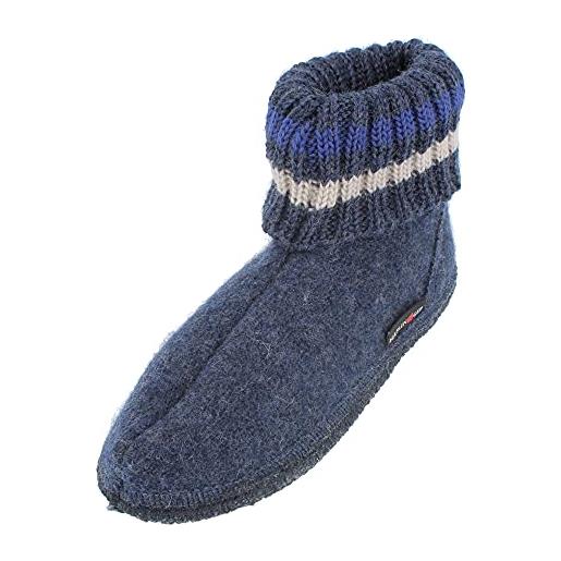 HAFLINGER paul pantofola con collo in pura lana vergine grafite, taglia 21
