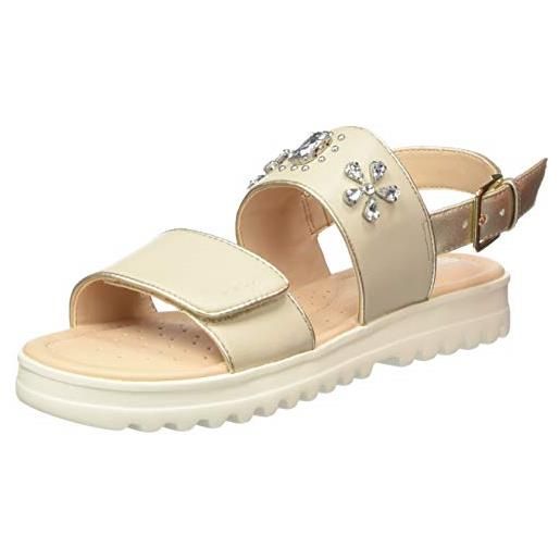 Geox j sandal coralie gir, sandali bambine e ragazze, bianco (white 1000), 32 eu